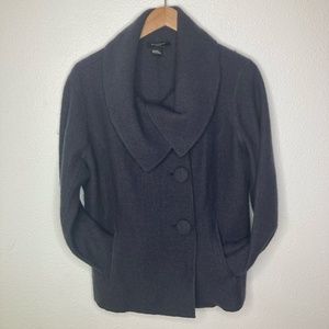 NWT Wool Jacket Large Charcoal Gray Button Slouchy